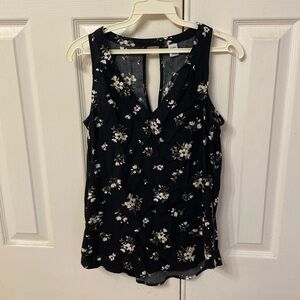 Black with white floral tank